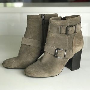 Vince Camuto Taupe Gray Simlee Suede Booties